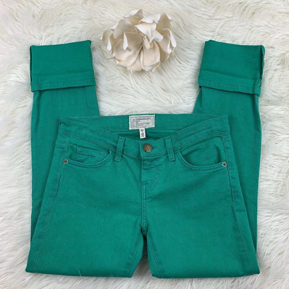 Current/Elliott The Beatnik Faded Kelly Green/Alpine Cropped Jeans Women's SZ 26 - Picture 5 of 10